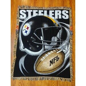 Vintage Pittsburgh Steelers NFL Acrylic Woven Throw Blanket Wall Tapestry 53x41